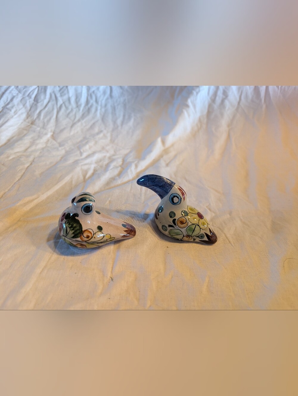 2/60$ Vintage Hand-Painted Ceramic Tonola Bird Figurines
